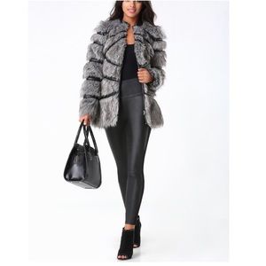 Beautiful Bebe sculpted fur faux jacket